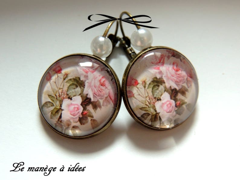 Boucles d'oreilles Pendantes , Mes jolies Roses, Romantique. image 2