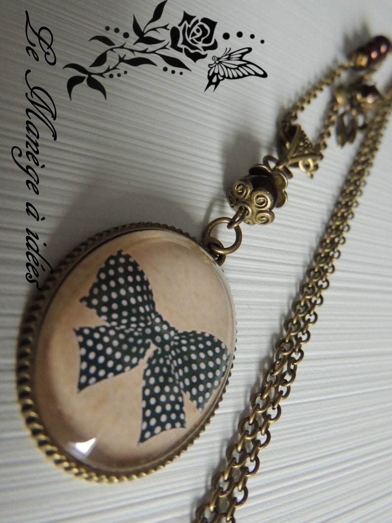 Collier, Pendentif cabochon Métal Bronze, Le chic de Paris, Mode Vintage romantique. Bild 8