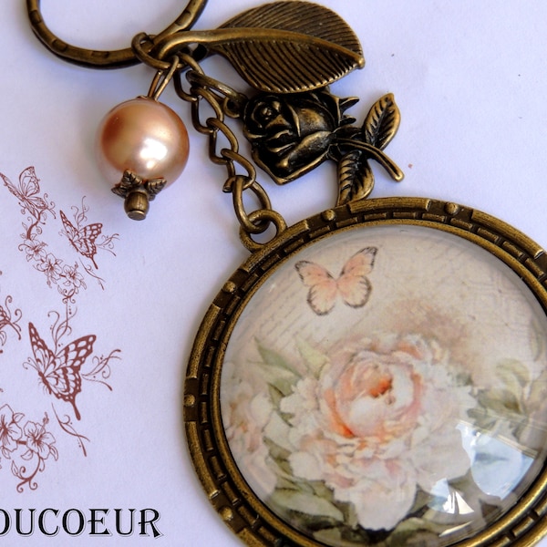 Porte-Clés bijou de sac ,Collection atoucoeur, vintage, baroque romantique.