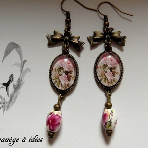 Boucles d'oreilles Pendantes , Mes jolies Roses, Romantique. image 1