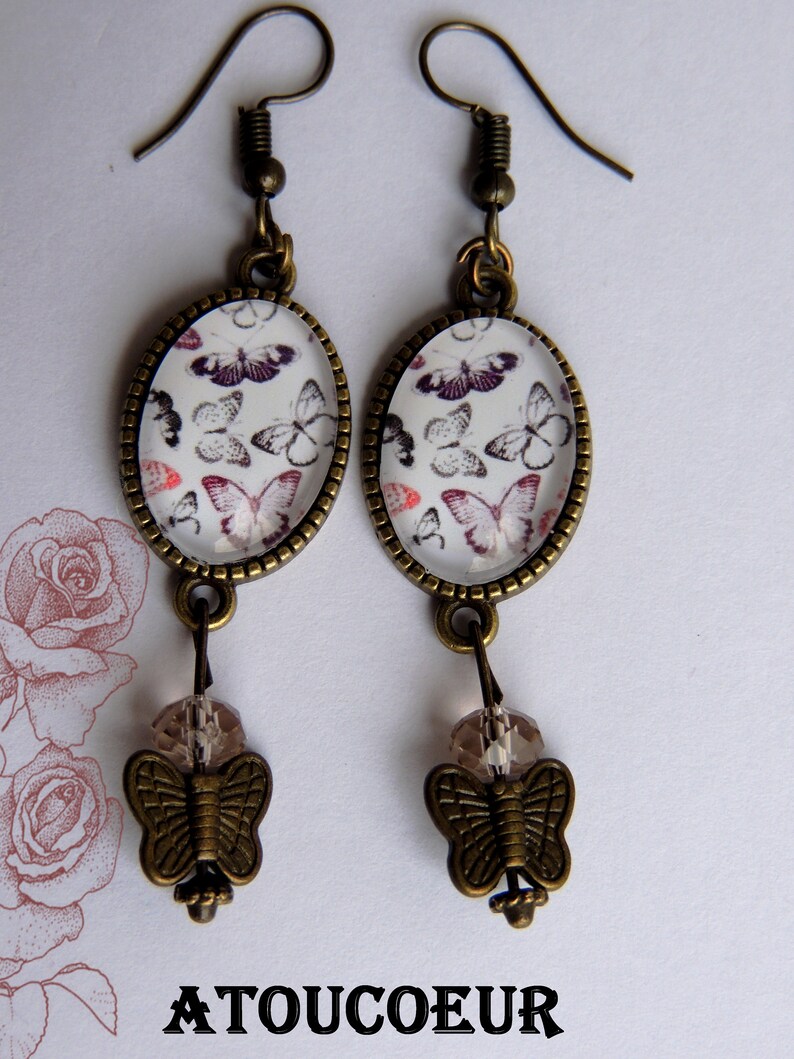 Boucles d'oreilles Pendantes , Mes jolies Roses, Romantique. image 8