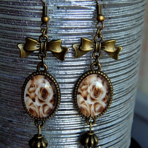 Boucles d'oreilles Pendantes , Mes jolies Roses, Romantique. image 6