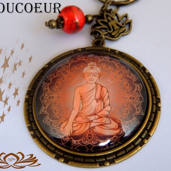 Porte-Clés  cabochon , Mon Bouddha, bohème   Ethnique.