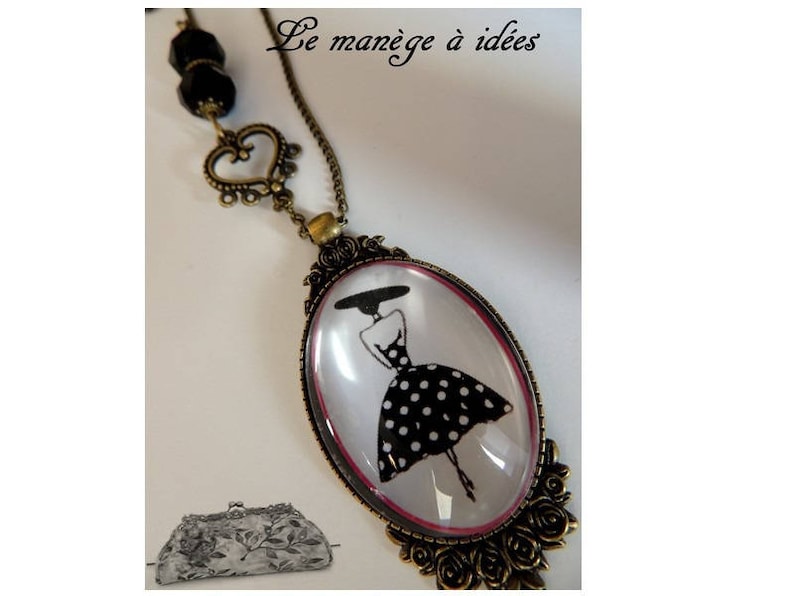 Collier, Pendentif cabochon Métal Bronze, Le chic de Paris, Mode Vintage romantique. Bild 1