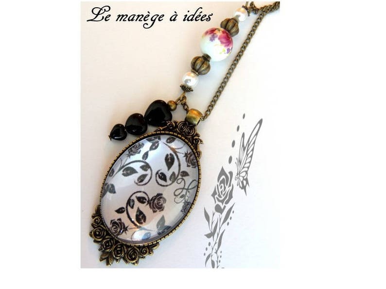 Boucles D'oreilles Pendantes , Mon Arabesque en Noir, Romantique. image 3