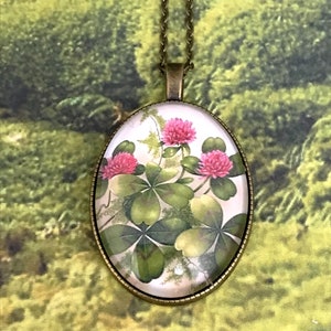 Cabochon long necklace necklace, An air of Spring, romantic vintage baroque. image 4