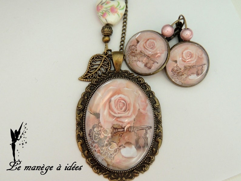 Collier pendentif cabochon Arbre de vie nature vintage romantique. image 5