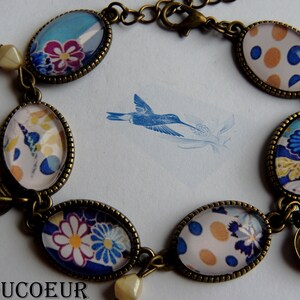 Bracelet ovale Ajustable , Joli Coquelicot , Romantique classique. image 5