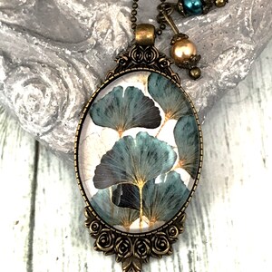 Collier pendentif cabochon Arbre de vie nature vintage romantique. image 6