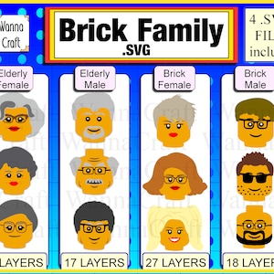 FAMILIA DE BRICK. Archivo de corte digital, combina y combina para imprimir o cortar tu diseño personalizado para camisetas, fiestas de cumpleaños o vacaciones.