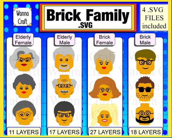 BRICK FAMILY. Digital Cut File, Mix-&-Match to print or cut your custom design for t-shirt, birthday party, or vacation