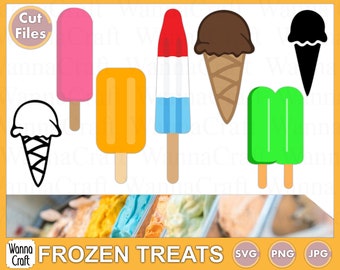 Gefrorene Leckereien. Eis svg, Eistüte svg und Eis am Stiel svg Schnittdateien