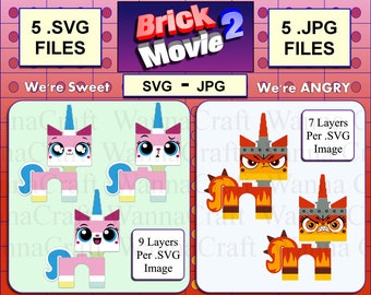 Brick Movie 2 Kitty character pack. DIGITAL Files.  You can custom make t-shirts, birthday party invites, bags, etc.