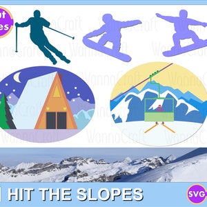 Hit Die Pisten. Ski und Snowboard Cut Dateien für Cricut