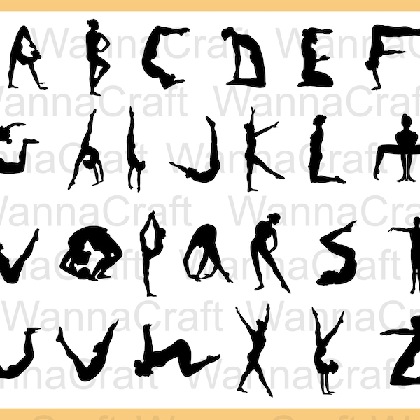 Gymnastics Letters - Gymnastics SVG. Gymnast SVG. Acrobatics. Tumbling SVG cut files