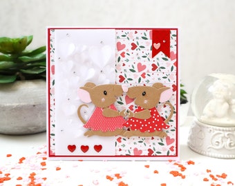 Mariage gay, St Valentin, Carte de mariage couple gay, Madame et Madame, amour, souris, carte originale 3D faite main, Carterie et papeterie