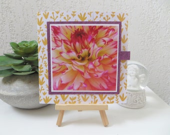 Carte anniversaire femme, fête des mères, Carte fleurs, Dahlia, Carte 3D faite main