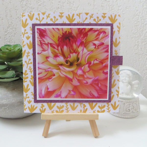 Carte anniversaire femme, fête des mères, Carte fleurs, Dahlia, Carte 3D faite main