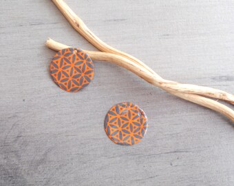 X 2 dark grey and orange sequins charms