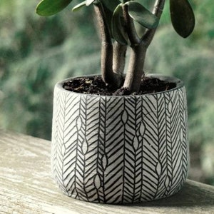 White Teardrops - Handmade Ceramic Succulent Pots Clay Pottery Planters for Succulents, Black & White Apartment Home Decor Indoor Plant Pot