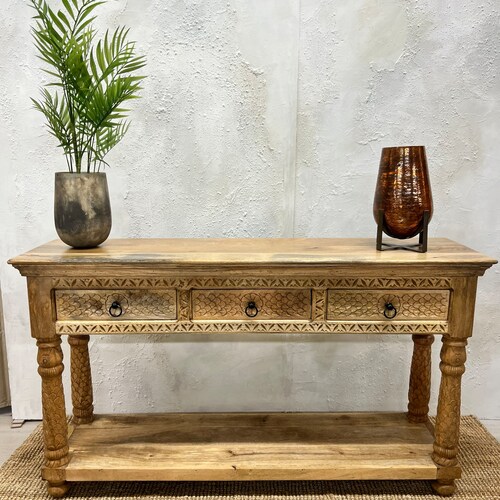 Simple Carved Console Table Etsy UK