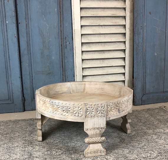 Carved Wooden Low Round Table Carved Wooden Low Round Table, Low Round Table