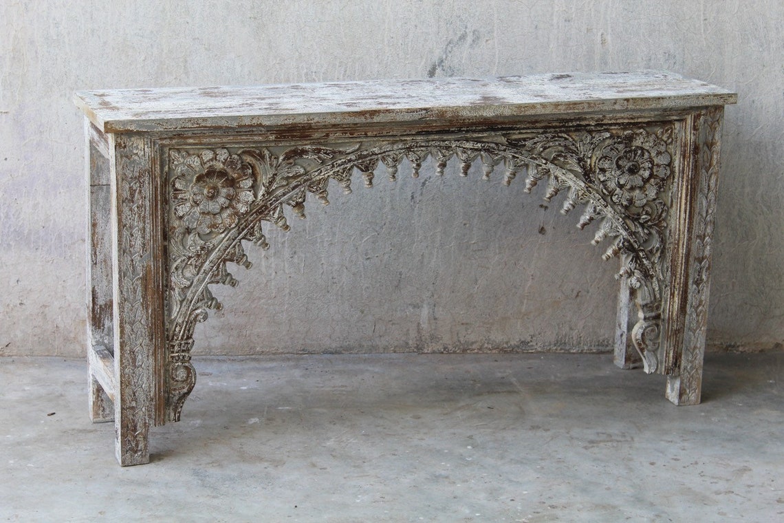 Carved indian style console table Etsy