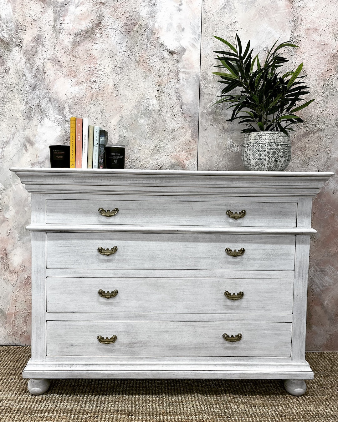 Large Chest of Drawers Whitewashed Etsy