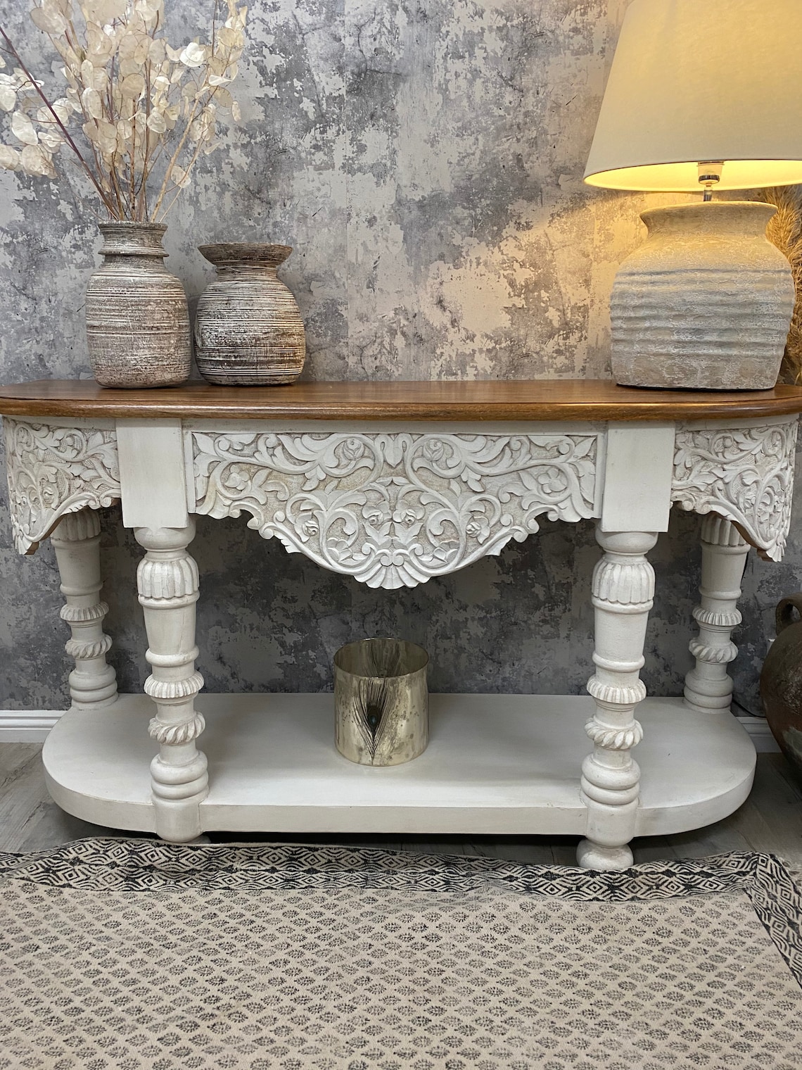 Magnificent tall carved console table made from mango wood Etsy