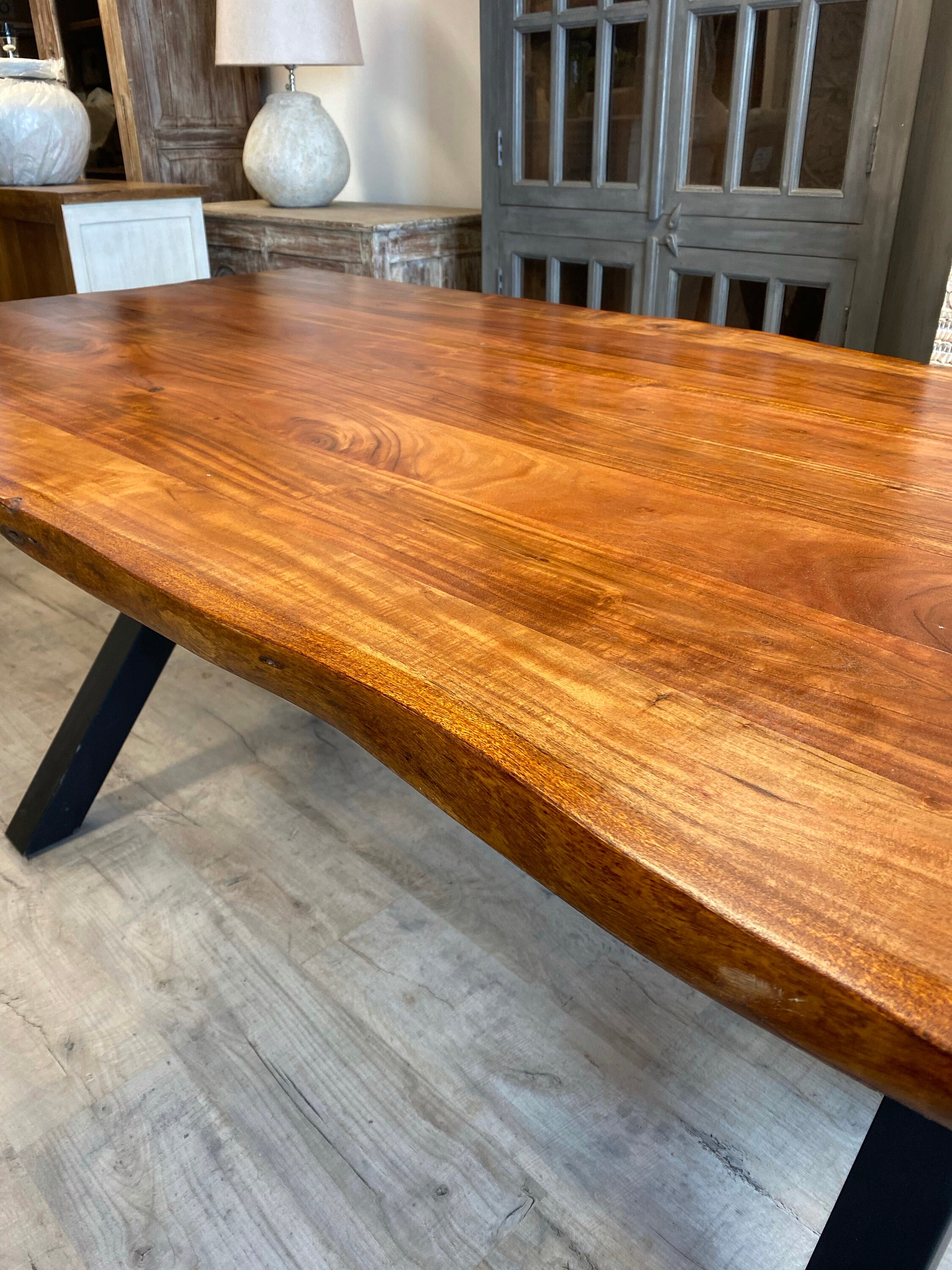 Live edge mango wood trestle table Etsy