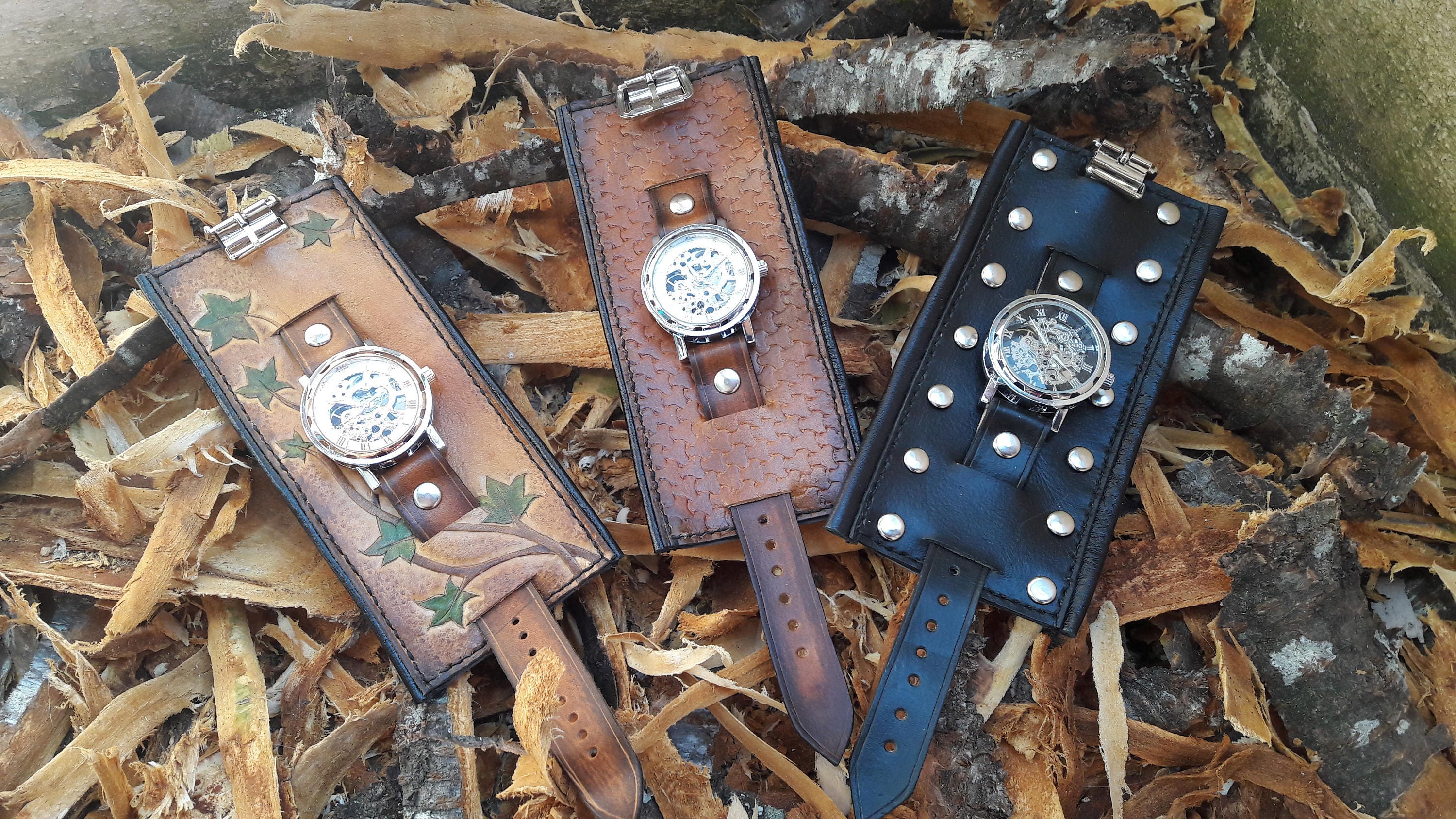 SUR COMMANDE Montre bracelet de force en cuir véritable - Etsy France