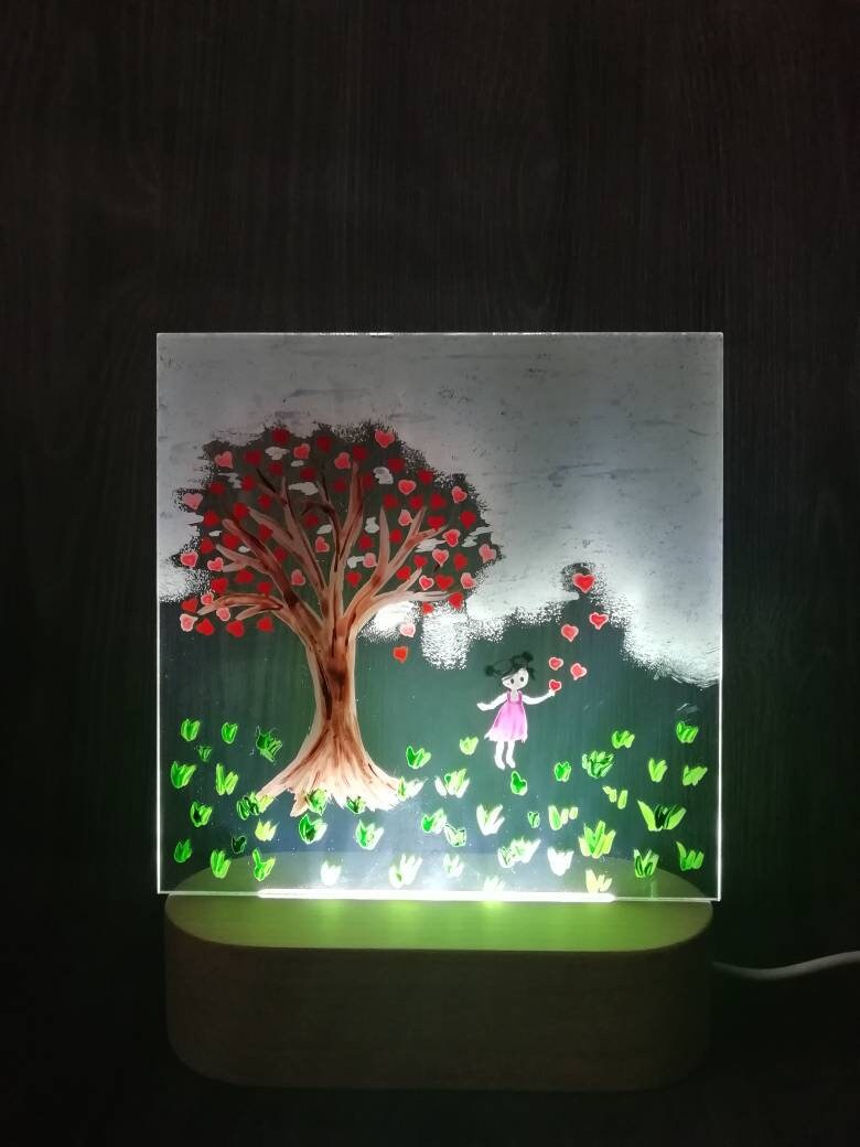 Veilleuse Enfant Peinte à La Main. Veilleuse Personnalisable Au Prénom de Votre Choix. Cadeau Naissa