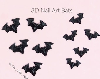 3D Gel Bats Solid Black | Nail Art | Nail Charms | Nail Decoration | Halloween | Spooky | Scary | Goth