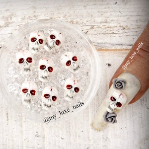 Skull nail charm, Skull nail art, Halloween Nail art, 3D nail charms, nail technician gift, Nail addict, Spooky nails, Gothic Nails, Scary