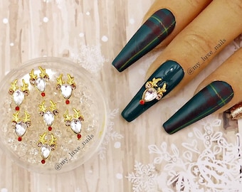 Nail Art 3D Christmas Deer Reindeer Crystal Alloy , Nail Art , Nail Charms , Nail Decoration , Small, large