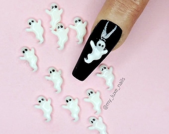 3D Gel Ghosts, Nail Art, Nail Charms, Nail Decoration, Halloween, Spooky