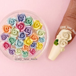 Nail Art Acrylic 3D Roses 3D Flowers | Pastel Colours | Spring Colours | Nail Art | Nail Charms | Nail Decoration | Small | large