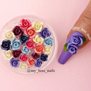 3D Nail Art, Acrylic 3D Roses, Flowers, Ivory, Cream, Sapphire, burgundy, coral, blue, purple, blue, Nail Art, Nail Charms, Nail Decoration