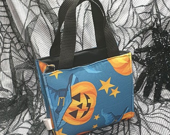 Halloween Witch Pumpkin Tote bag, Mini Bag, Gifts for Halloween, Gothic Gifts, Halloween Accessories, Halloween Treats, Trick or Treat Bag