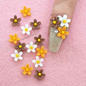 Nail Art 3D Flowers, 3D Roses, white yellow pink green brown blue grey, Nail Art, Nail Charms, Nail Decoration, Kawaii, Craft, Decor Small