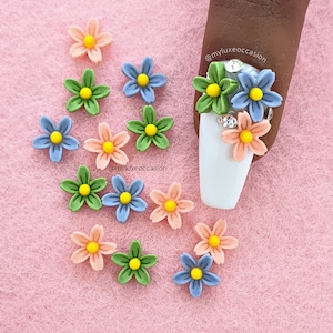Nail Art 3D Flowers, 3D Roses, white yellow pink green brown blue grey, Nail Art, Nail Charms, Nail Decoration, Kawaii Nail Charms, Craft