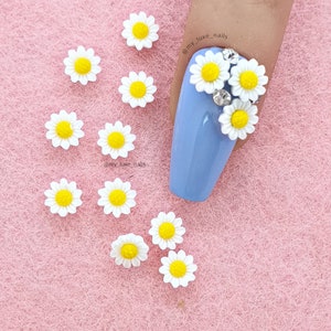 Nail Art 3D Daises, White Sunflowers, 3D Nail Flowers, Nail Art, Nail Charms, Nail Decorations, Nail Charms Kawaii, Craft, Decor