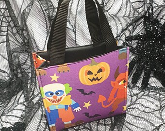 Halloween Clown Tote bag, Mini Bag, Gifts for Halloween, Gothic Gifts, Halloween Accessories, Halloween Treats, Trick or Treat Bag, Purple
