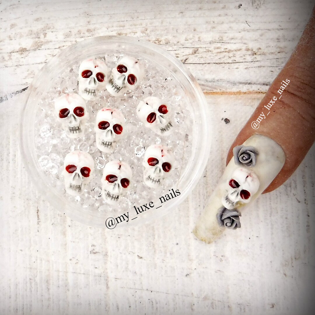 Skull Nail Charm, Skull Nail Art, Halloween Nail Art, 3D Nail Charms