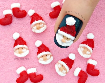 Nail Art 3D Santa Art Acrylic 3D Christmas Stockings boots| xmas | Festive | Nail Art | Nail Charms | Nail Decoration | red white snow