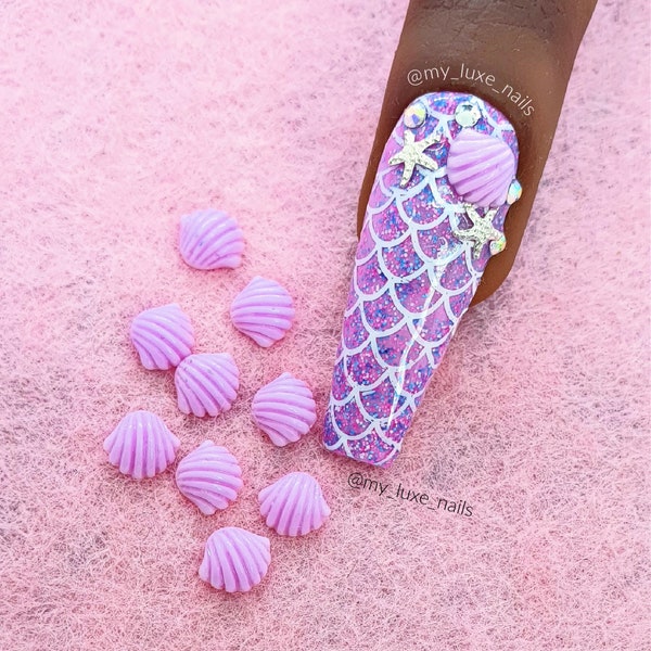 Lilac 3D Resin Nail Art Seashells | Nail Art | Nail Charms | Nail Decoration | Kawaii