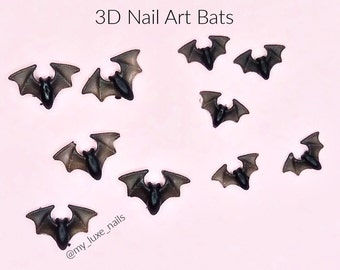 3D Gel Bats Black/Transparent | Nail Art | Nail Charms | Nail Decoration | Halloween | Spooky | Scary | Goth