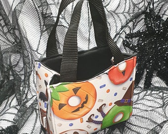 Halloween Doughnut Tote bag, Mini Tote Bag, Gifts for Halloween, Gifts for them, Halloween Accessories, Halloween Treats,Trick or Treat Bag