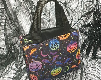 Rainbow Pumpkin Bag, Mini Halloween Bag, Gifts for Halloween, Gothic Gifts, Halloween Accessories, Halloween Treats, Trick or Treat Bag