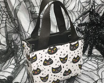 Black Cat Bag, Mini Halloween Bag, Gifts for Halloween, Gothic Gifts, Halloween Accessories, Halloween Treats, Trick or Treat Bag, Feline